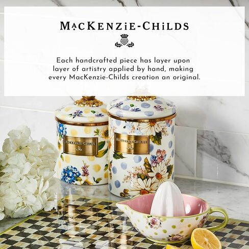 MACKENZIE-CHILDS Practical Enamel Pitcher, Decorative Pitcher for Drinks, Flowers, and Decor, Large, White Flower Market in Saudi Arabia