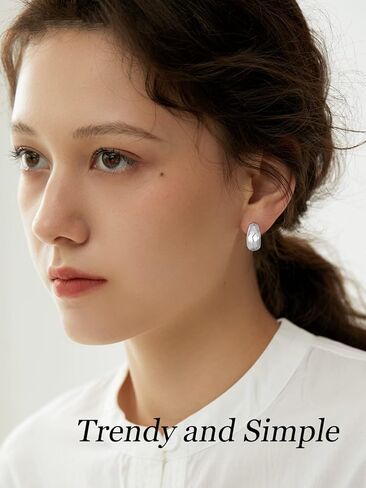 ريتاتش 925 أقراط فضية مكتنزة للنساء العصرية، أقراط مطلية بالذهب عيار 14 قيراط أقراط أنيقة لا تسبب الحساسية مجوهرات أنيقة للهدايا in Kuwait