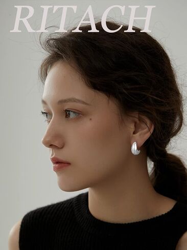 ريتاتش 925 أقراط فضية مكتنزة للنساء العصرية، أقراط مطلية بالذهب عيار 14 قيراط أقراط أنيقة لا تسبب الحساسية مجوهرات أنيقة للهدايا in Kuwait