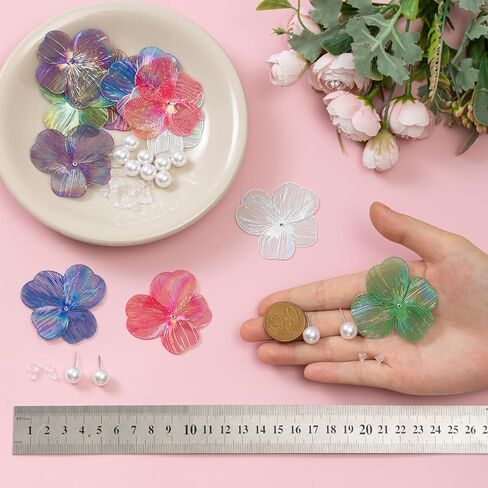 COLIGREE 6 Pairs Colorful Flower Pearl Stud Earring Set Hollow Floral Filigree Earring Making Kit for DIY Earrings Necklaces Rings Hair Jewelries in Kuwait
