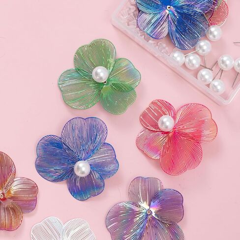 COLIGREE 6 Pairs Colorful Flower Pearl Stud Earring Set Hollow Floral Filigree Earring Making Kit for DIY Earrings Necklaces Rings Hair Jewelries in Kuwait