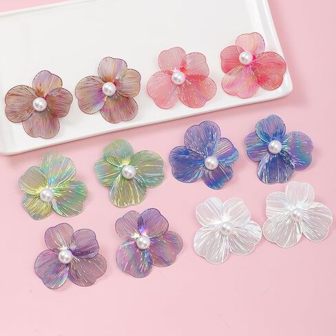 COLIGREE 6 Pairs Colorful Flower Pearl Stud Earring Set Hollow Floral Filigree Earring Making Kit for DIY Earrings Necklaces Rings Hair Jewelries in Kuwait