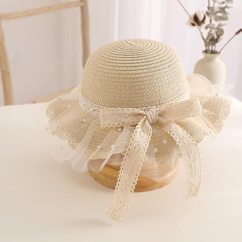 Girls Straw Sun Hat Cute Summer Outdoor Beach Wide Brim in Kuwait