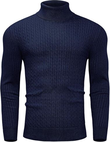 Alimens & Gentle Mens Turtleneck Slim Fit Sweater Long Sleeve Cable Knitted Twisted Pullover Soft Casual Winter Tops for Men in Saudi Arabia