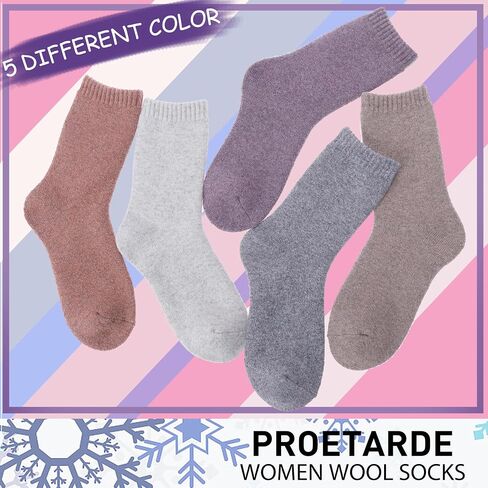 ProEtrade Merino Wool Socks Thermal Warm Winter Thick Hiking Boot Cozy Crew Cabin Comfy for Womens Ladies Work Socks 5 Pack in Saudi Arabia