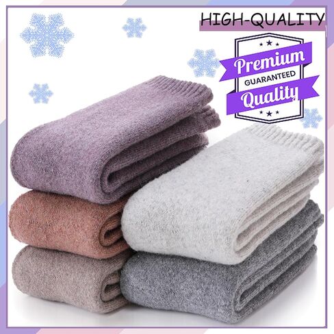 ProEtrade Merino Wool Socks Thermal Warm Winter Thick Hiking Boot Cozy Crew Cabin Comfy for Womens Ladies Work Socks 5 Pack in Saudi Arabia