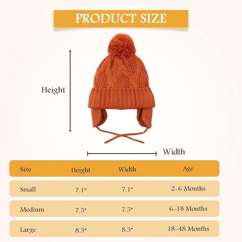 Baby Boys Winter Hat Infant Girls Hats with Pompom Toddler Knitted Earflaps Beanie Warm Fleece Kids Beanies in Kuwait