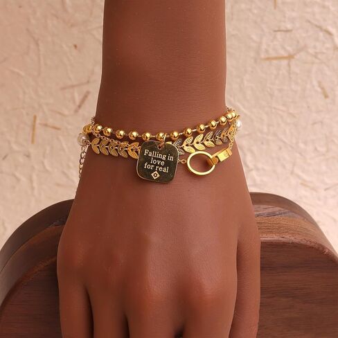 Dainty Gold Layered Bracelets Stacks Set for Women, 3PCS Chain Link Bracelets Pack Prom Jewelry Gifts in Kuwait