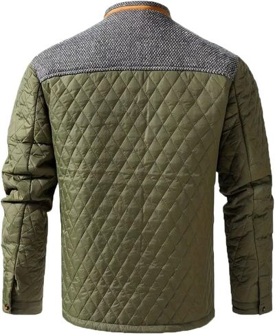 INVACHI Men's Casual Diamond Quilted Puffer Down Jacket Lightweight Business Button Coat with Stand Collar in Kuwait