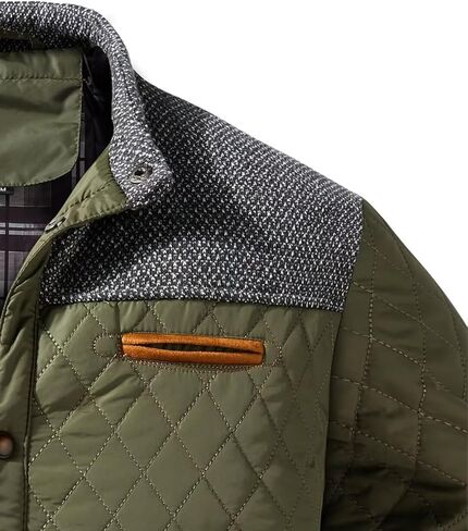 INVACHI Men's Casual Diamond Quilted Puffer Down Jacket Lightweight Business Button Coat with Stand Collar in Kuwait