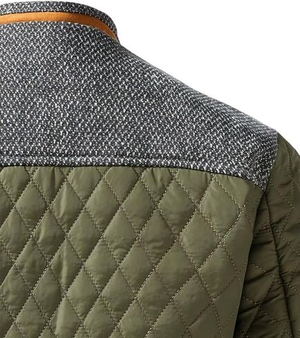 INVACHI Men's Casual Diamond Quilted Puffer Down Jacket Lightweight Business Button Coat with Stand Collar in Kuwait