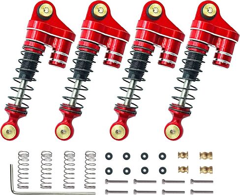 4 قطعة من ممتص الصدمات الأمامي والخلفي من الألومنيوم مجمعة لسيارة الزاحف المحورية SCX24 1/24 RC باللون الأحمر in Kuwait