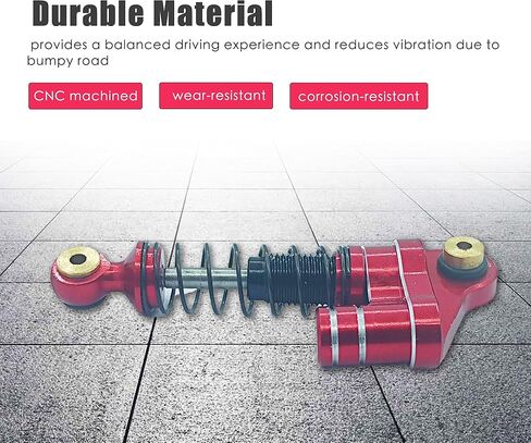 4 قطعة من ممتص الصدمات الأمامي والخلفي من الألومنيوم مجمعة لسيارة الزاحف المحورية SCX24 1/24 RC باللون الأحمر in Kuwait