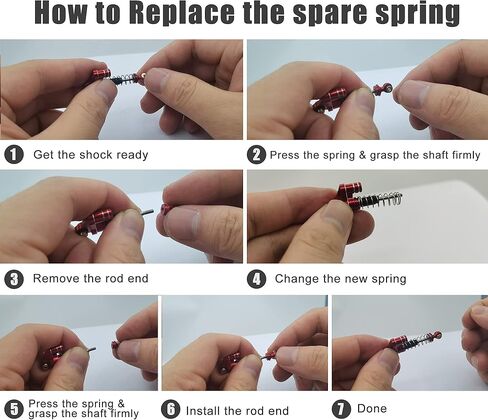 4 قطعة من ممتص الصدمات الأمامي والخلفي من الألومنيوم مجمعة لسيارة الزاحف المحورية SCX24 1/24 RC باللون الأحمر in Kuwait