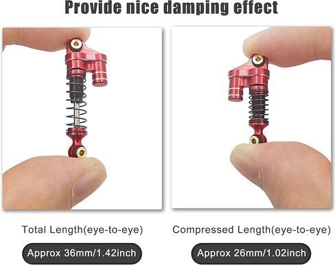 4 قطعة من ممتص الصدمات الأمامي والخلفي من الألومنيوم مجمعة لسيارة الزاحف المحورية SCX24 1/24 RC باللون الأحمر in Kuwait