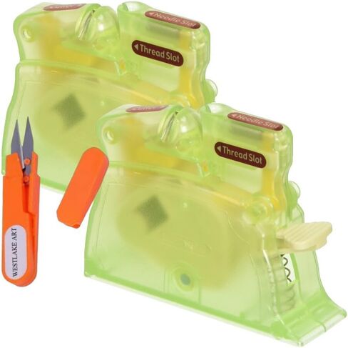 Automatic Needle Threader Tool | Bundled with Embroidery Scissors – Needle Threaders, Easy-to-Use Sewing Tool for Quick Threading, Assorted Pastel Colors [Pack of 2] in Saudi Arabia