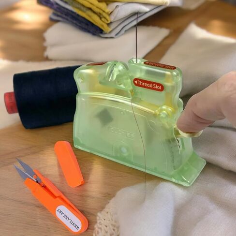 Automatic Needle Threader Tool | Bundled with Embroidery Scissors – Needle Threaders, Easy-to-Use Sewing Tool for Quick Threading, Assorted Pastel Colors [Pack of 2] in Saudi Arabia