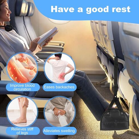 Airplane Foot Hammock for Plane Travel, Foot Rest for Under Desk at Work, Airplane Foot Rest, Adjustable Foot Rest for Air Travel, Airplane Travel Essentials for Flying, Office Desk Accessories(Blue) in Kuwait