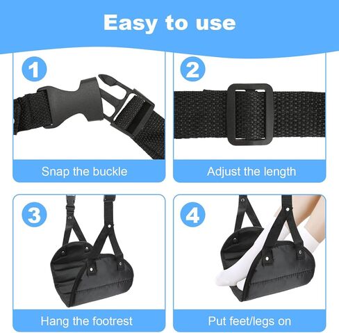Airplane Foot Hammock for Plane Travel, Foot Rest for Under Desk at Work, Airplane Foot Rest, Adjustable Foot Rest for Air Travel, Airplane Travel Essentials for Flying, Office Desk Accessories(Blue) in Kuwait