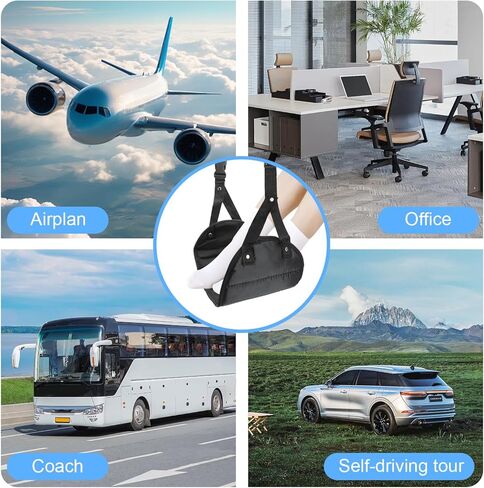 Airplane Foot Hammock for Plane Travel, Foot Rest for Under Desk at Work, Airplane Foot Rest, Adjustable Foot Rest for Air Travel, Airplane Travel Essentials for Flying, Office Desk Accessories(Blue) in Kuwait