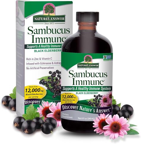 Nature's Answer Sambucus Extract Immune Support, 4-Fluid Ounces | Immune System Booster | Flue Season Support | Immune Relief | Packed with Antioxidants in Saudi Arabia
