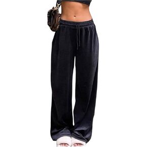 Floerns Girl's Drawstring Waist Athletic Pants Straight Leg Winter Velvet Pants