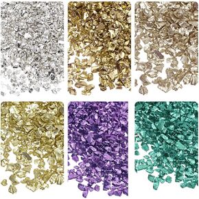 uxcell 6 Colors Crushed Glass Chips, 1-4mm Irregular Glitter Metallic Glass for Craft DIY Jewelry Vase Epoxy Resin Decoration 28g Purple Color Series