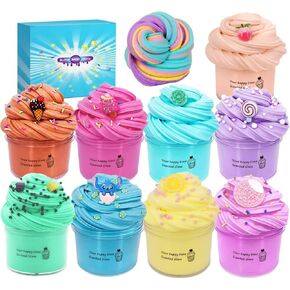 9 Packs Butter Slime Kit, Super Soft, Non-Sticky Stress Relief Toy, Party Favors and Birthday Gift for Boys and Girls