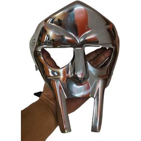 MF Doom Steel Roman Gladiator Armor Medieval Face Mask Helmet Chrome Viking Halloween Mask