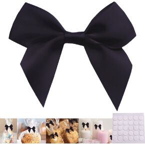 30 Pack Mini Ribbon Bows for Crafts, Satin Ribbon Bows with Adhesive Glue Point, Pretied Bows for DIY Crafting Sewing Scrapbooking Baby Shower Wedding Birthday Party Treats Favors (Gold)