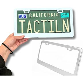 TACTILIAN Gloss Black License Plate Frames | Front License Plate Cover Holder with 2 Holes, Porta Placas para Auto | Rustproof, Soundproof License Plate Holder Cover