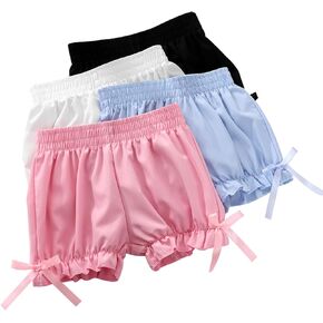 Baby Girls' Shorts 4 Pack Breathable and Safety Loose Cute Bloomer Shorts Fashion Casual Shorts for Little Girls