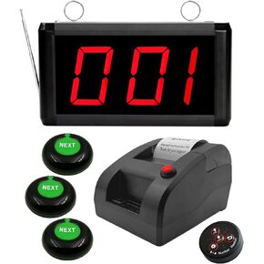 Take a Number System Queue Calling System with 1 Now Serving Electronic Number Display 3 Next Call Button 1 Ticket Number Dispenser 57mm Receipt Ticket Roll 1 Remote Control for Haunted House