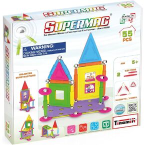 SUPERMAG - House 55 | Educational Construction Fun | 55 Piece Set | Europe-Made | STEM | Toy Magnetic Building Sets | Magnet Toys | Supermag 0663