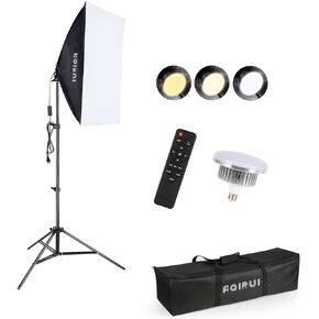 Aqirui Softbox Lighting Kit Photography Studio Light with 2 x 85W 5500K E27 Bulbs 2 x 20"x 28" Reflector and 2 x Sandbag Photo Equipment for YouTube Filming Product Portraits and Video