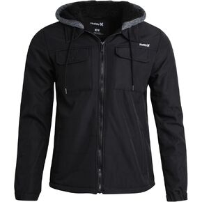 Hurley Men's Voyager Jacket - Warm Insulated Fleece Jacket with Cozy Sherpa Lining - Lightweight Hooded Jacket for Men (S-XL)