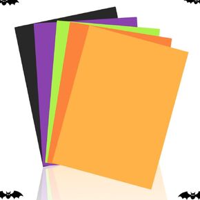 25Pcs Assorted Halloween Colored Card Stock Paper Black Purple Green Orange Yellow Scrapbook Paper for DIY Halloween Card Making Hocus Pocus Party Gift Craft Supplies, 8.5 x 11 Inch