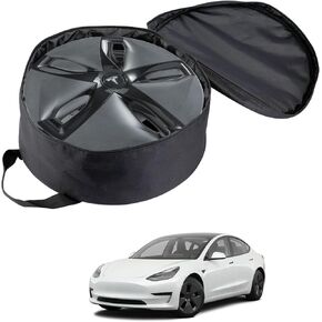 ROCCS 19" Wheel Hubcap Storage Bag Compatible with Tesla Model 3 Model Y 18" 19" Aero Wheel Cover Gemini Hubcap Storage Bag, Waterproof Wheel Cover Spare Carrying Bag Protectors