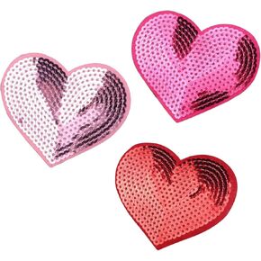 YYCRAFT Pack of 30 Pcs Shinny Sequins Heart 2.5 Inch Iron on Applique Embroidered Patches Craft Wedding Ornament, 3 Colors