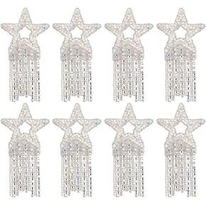FREEBLOSS 8Pcs Tassel Rhinestone Patches Star Shape Rhinestone Patch Rhinestone Applique Rhinestones Tassel Chain Decoration