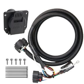 Custom 7 Way RV Blade Trailer Connector Wiring Harness, Compatible with Ford F-150 2015-2020, Replacement# Curt 56413