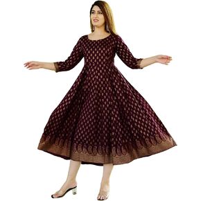 Sophia-Art Rayon Floral Print Only Kurti Dress for Women and Girls Elegant Indian Ethnic Wear Traditional Weeding outfits