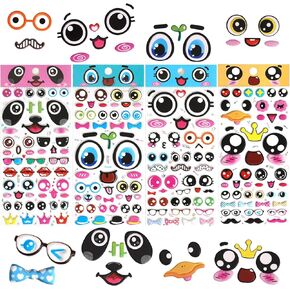 Puffy Googly Eyes Stickers for Kids Crafts,Sticky Foam Eyeball Stickers,Wiggle Eye Stickers with Mouth Nose - Self Adhesive, Assorted Sizes: Small and Large,Easy Peel and Stick on,4 Sheets