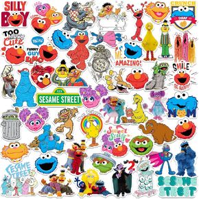 Sesame Street 50CT Sticker Pack Large Deluxe Stickers Variety Pack - Laptop, Water Bottle, Scrapbooking, Tablet, Skateboard, Indoor/Outdoor - Set of 50