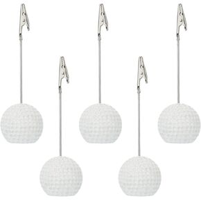 RONRONS 5 Pack Resin Ball Base Memo Clip Holder Stand Note Paper Clip Pictures Card Display with Alligator Clip,Golf