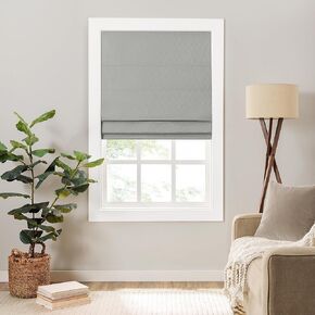 Eclipse Lane Cordless Roman Shades for Windows, Room Darkening, 47 in Wide x 64 in Long, Noise Reducing and Energy Efficient Window Treatments for Living Room, Bedroom or Office, Grey