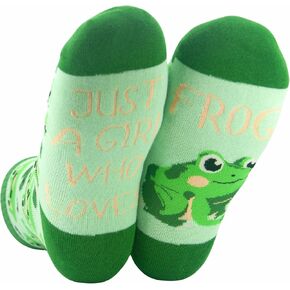 InnoBeta Frog Gifts for Girls Women, Cute Frog Gifts, One Size Crew Socks, Just A Girl Who Loves Frog