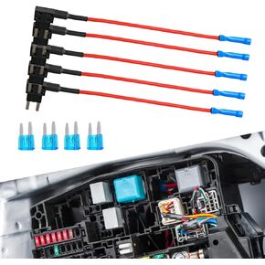 5 قطع من حامل فيوز السيارة، محول قابس مصهر معدني متين صغير للمركبة بالإضافة إلى دائرة كهربائية مع أجزاء بديلة، ملحقات حامل خط فيوز عالمي مقاوم للماء للشاحنات وسيارات الدفع الرباعي (أسود) in Kuwait