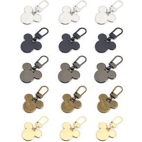 15 Pcs Mixed Color Small Mouse Zipper Keychain Pack - Premium Alloy Metal Zipper Pendant Charm Pop Cute Anime Mouse Charms Mini Cartoon Keychain Adorable Mouse keyrings For Bag