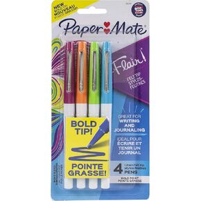 Paper Mate Bold Flair Felt Tip 1.2mm Pen 4/Pkg-